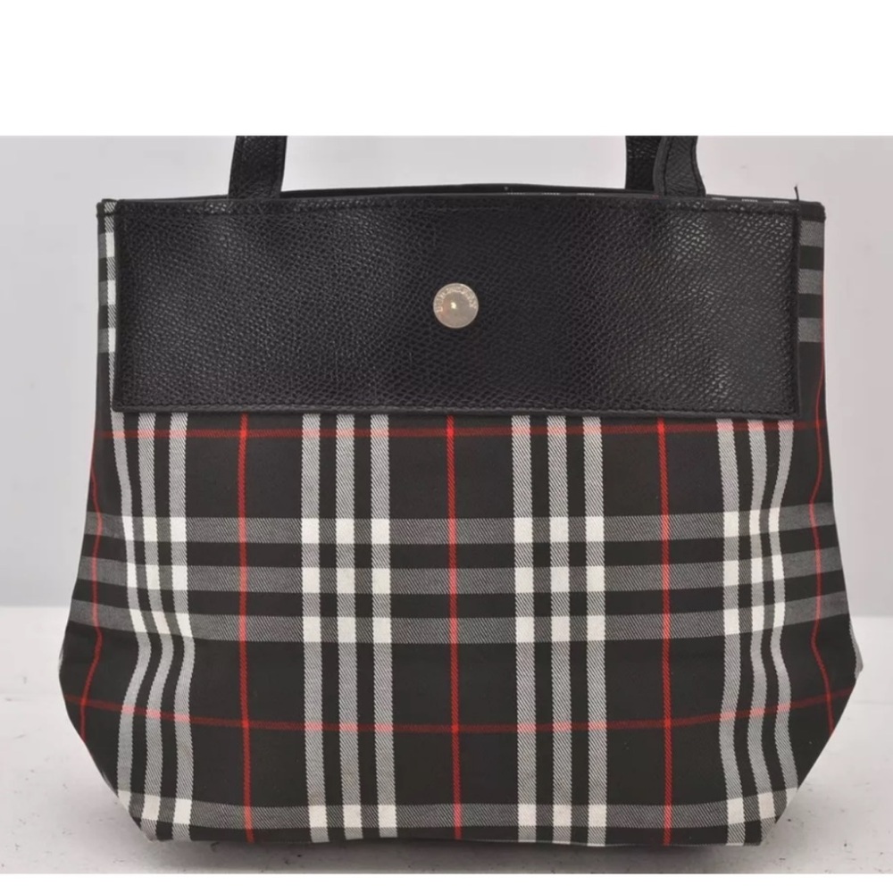 Burberry London dark plaid mini vintage hand bag. Canvas and leather.